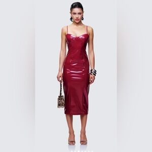 Finesse Soraya Burgundy Midi Dress